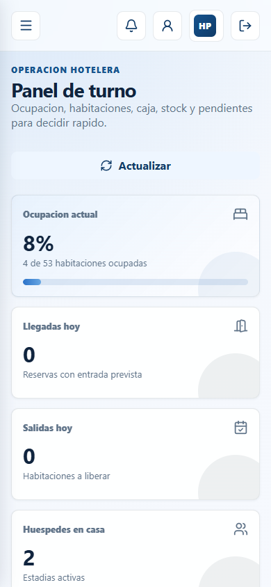 Panel de Habita PMS en un teléfono